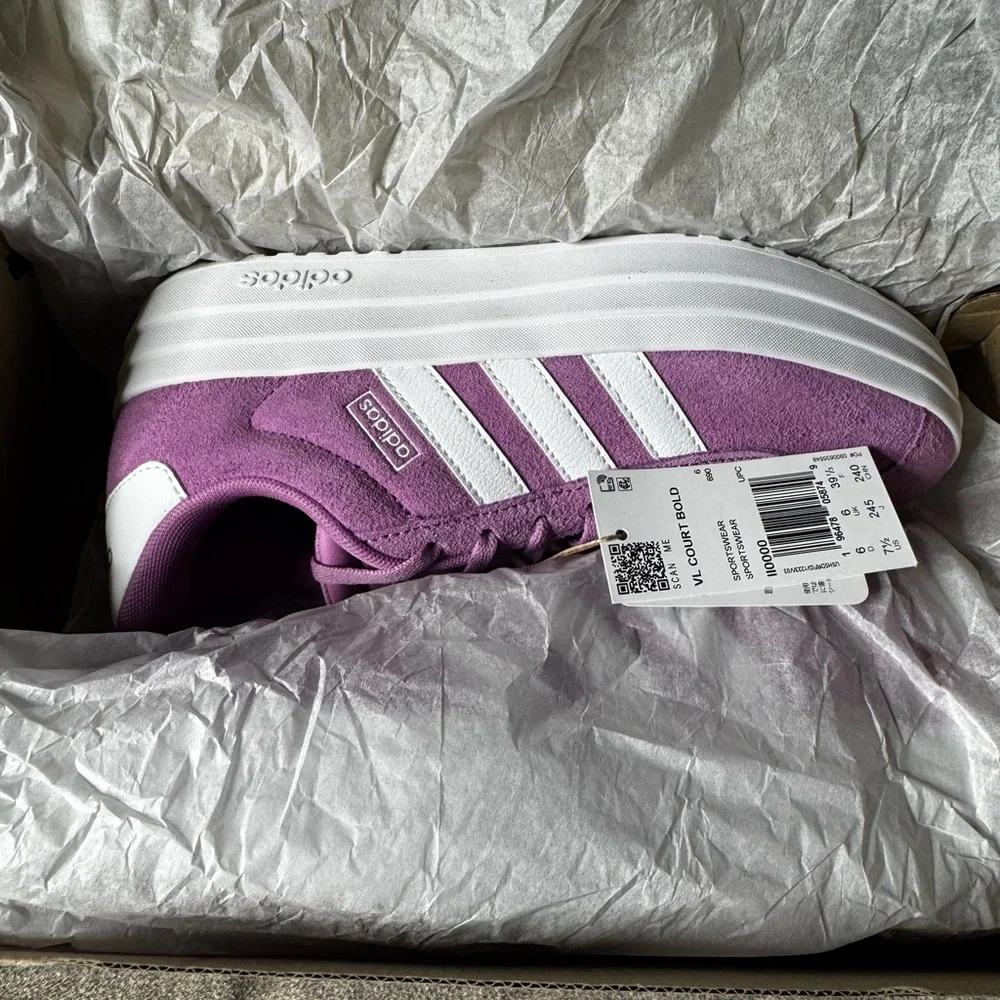 NWT Adidas VL Court Bold Platform Sneakers Purple Size 7.5 - Picture 8 of 8